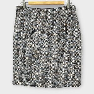 Talbots Petites Skirt Womens Size 8P Navy Chunky Tweed Wool Blend Pencil Boucle